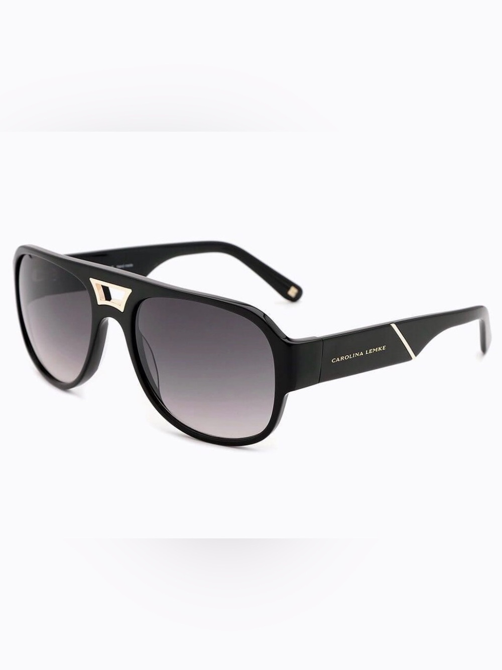 Carolina Lemke Berlin Edwin Black Gold Sunglasses CL9206-01 NEW w/ Case